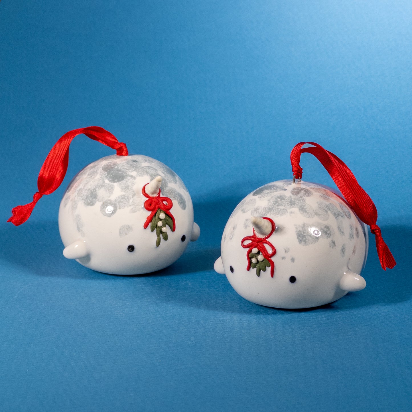 Mistletoe Narwhal Ornament