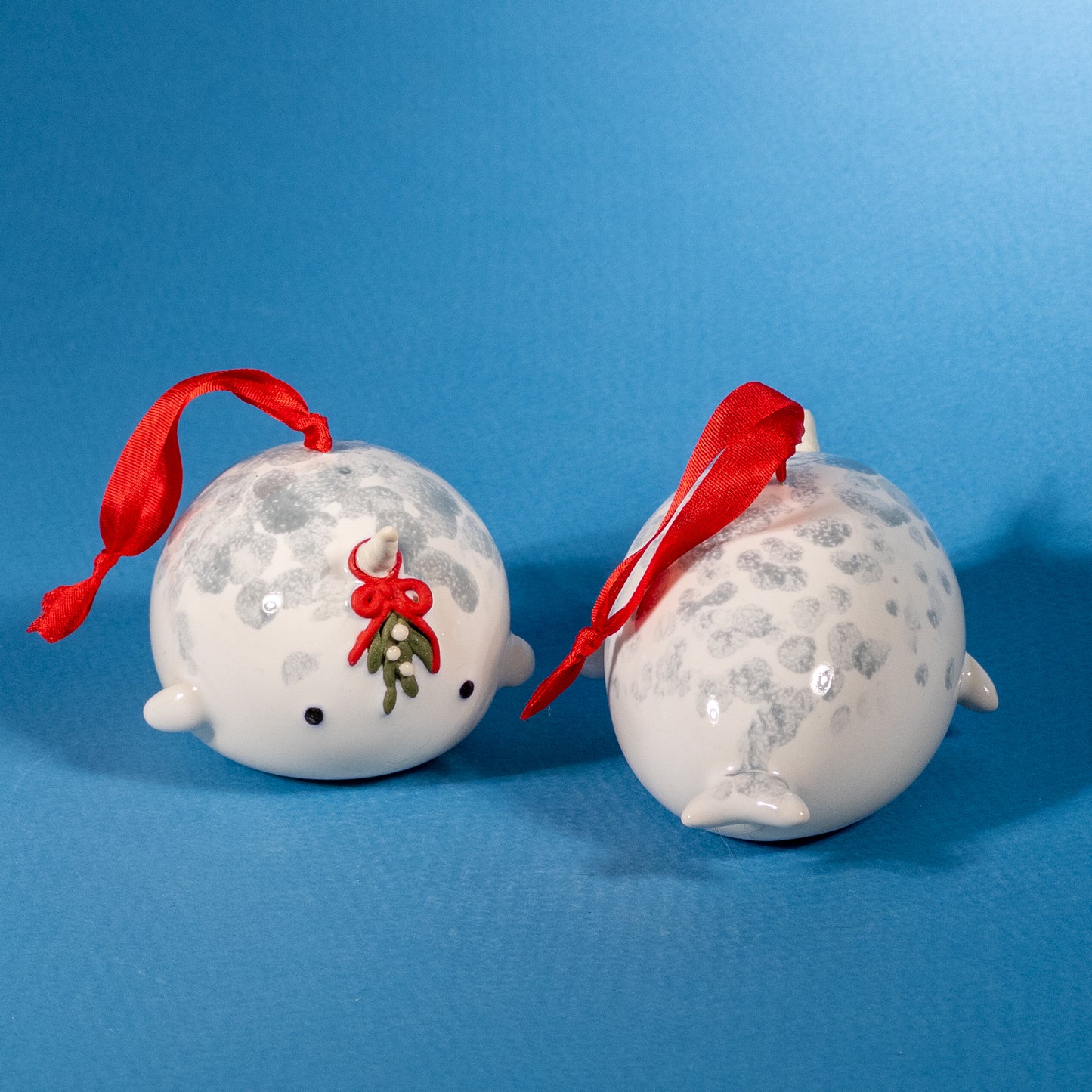 Mistletoe Narwhal Ornament