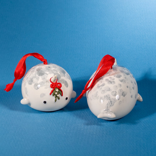 Mistletoe Narwhal Ornament