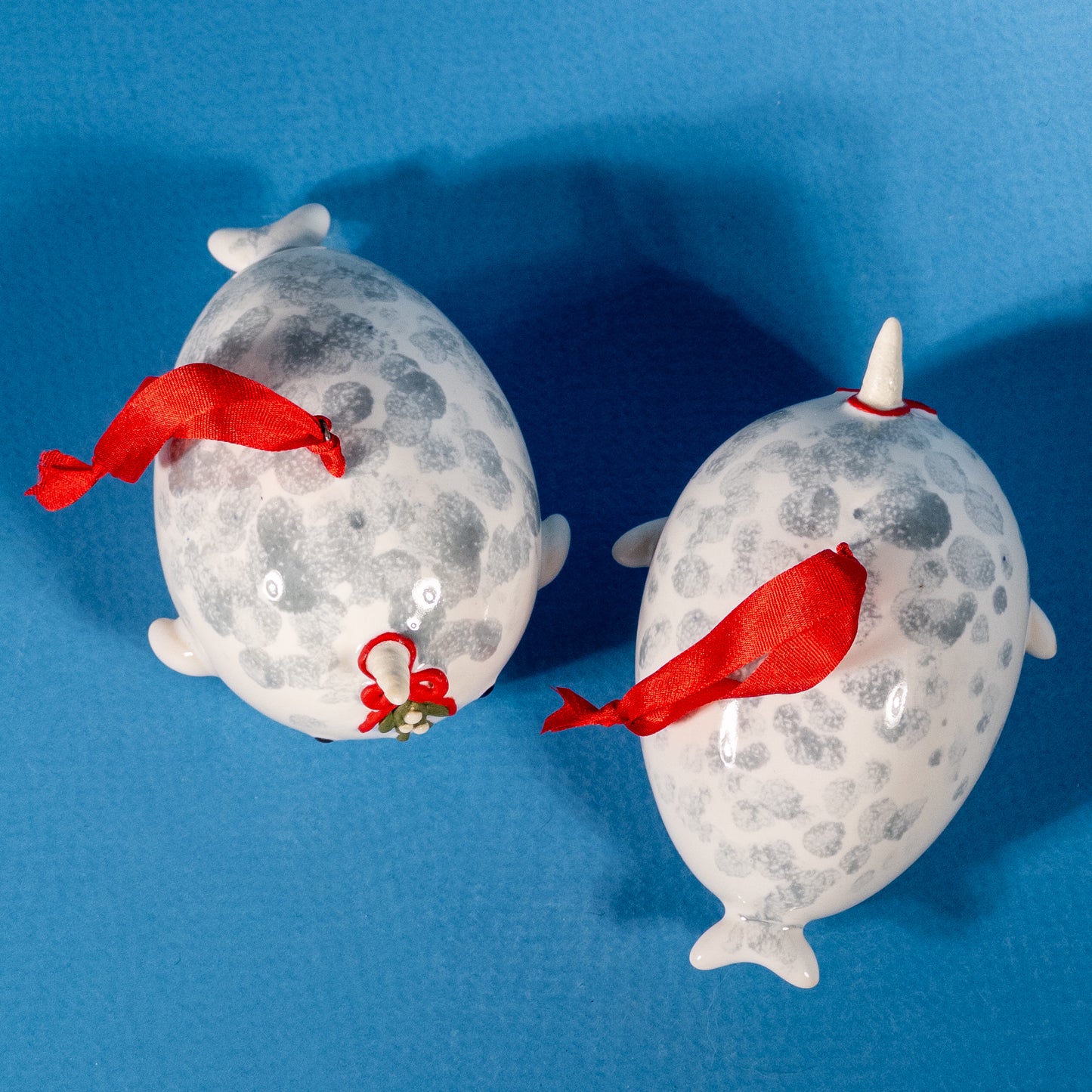 Mistletoe Narwhal Ornament